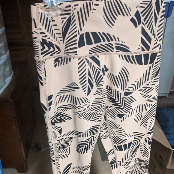 Nude & black leggings with palm pattern (M) - Picture 1 of 3